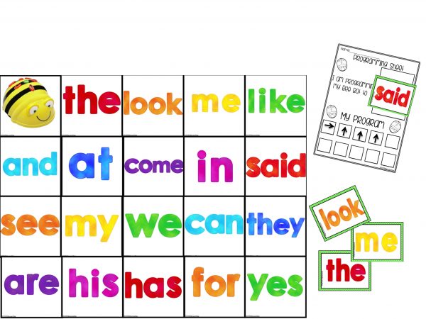 Sight word Mat and programming cards