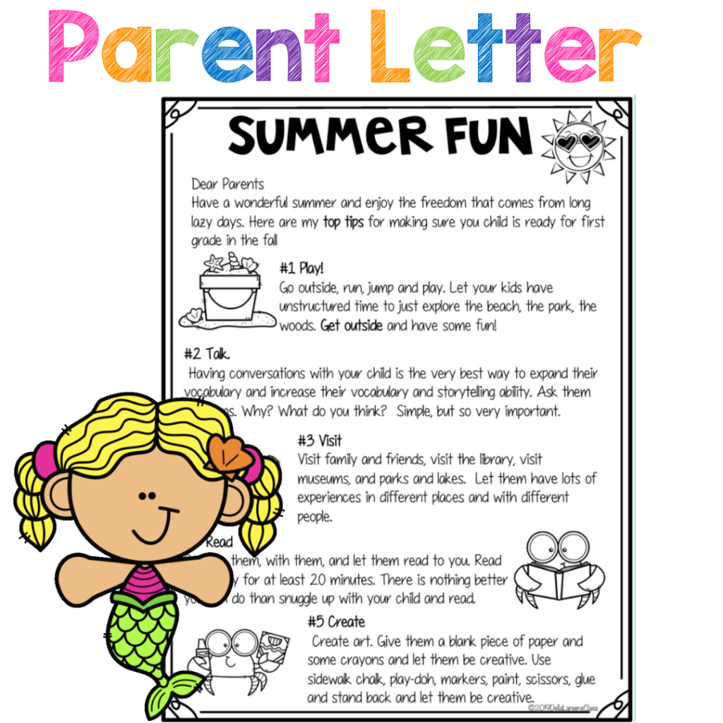 Parent summer idea letter